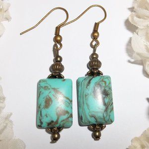 Southwestern Earring Set Bronze and Turquoise 5363